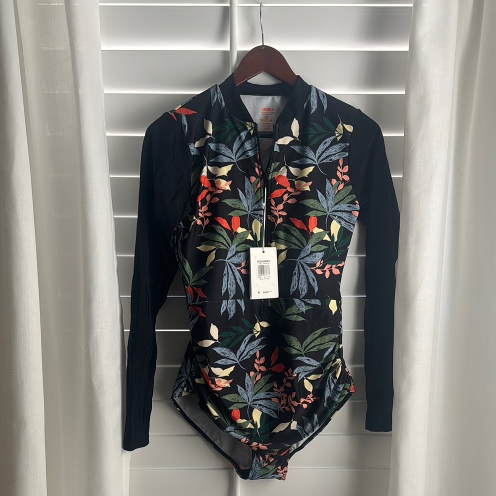 Floral Long Sleeve One Piece Swimsuit | Size 14 | New with Tags - Picture 4 of 7